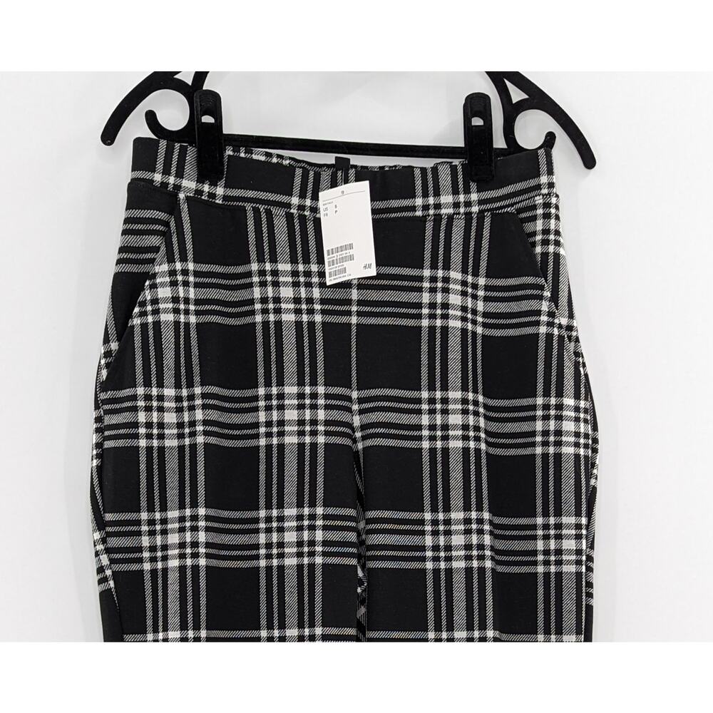 H&M Plaid Pants Trousers Black & White Size Small - Picture 2 of 9